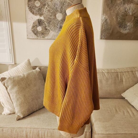 Topshop Mustard Knitted Funnel Neck Sweater Sz MP - Picture 6 of 11